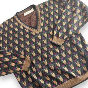 Vtg Crossings Mens Sweater XL V-Neck Grandpa Biggie Cosby HipHop Grunge Preppy